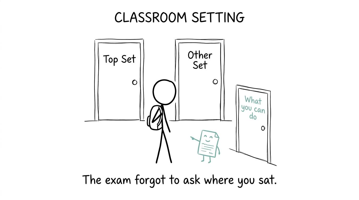 A student discovers that the exam does not ask for their class set