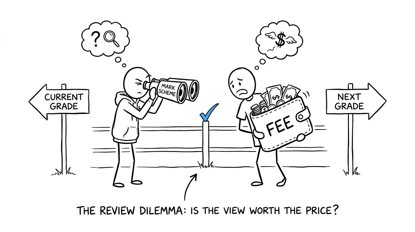 A single mark sits on a fence while students weigh evidence against the fee
