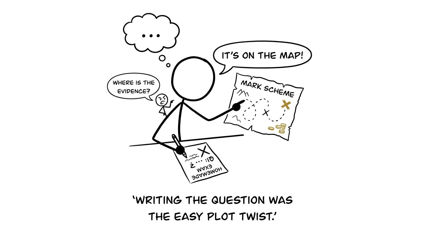 A student discovers that the homemade mark scheme is the real plot twist