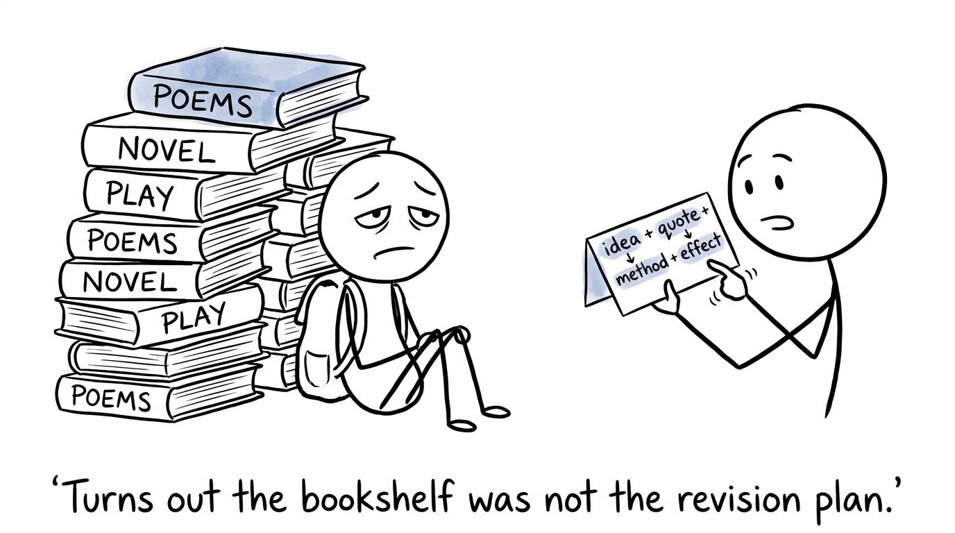 A student discovers that the bookshelf is not a revision plan