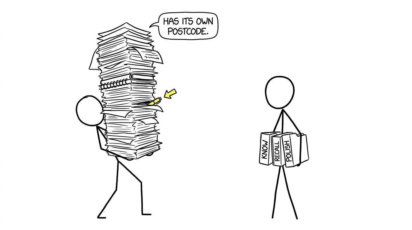 One student carrying endless notes while another uses three purposeful folders