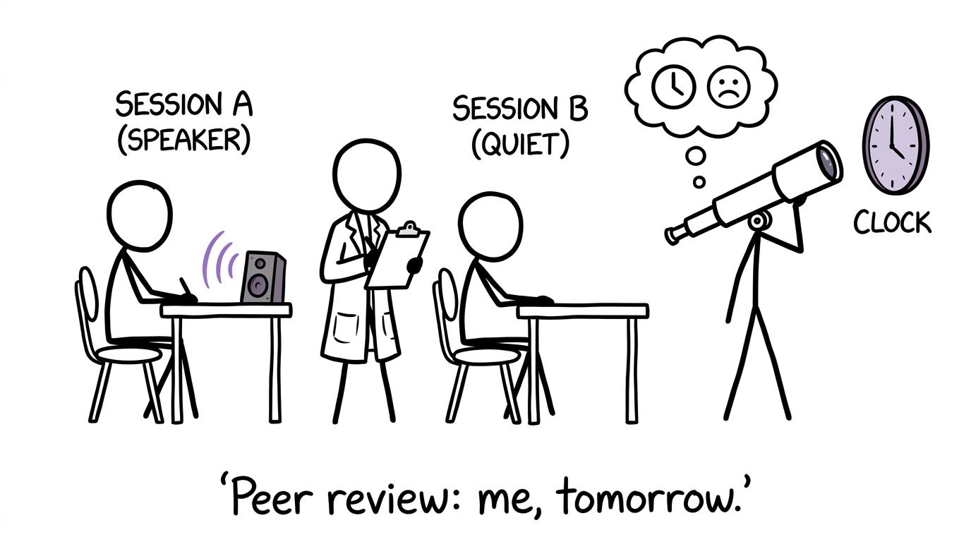 A student conducts a serious silence-versus-speaker revision experiment