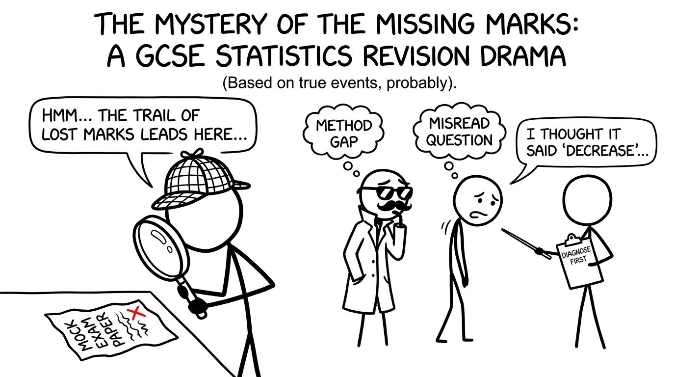 A student detective investigating whether lost marks came from a method gap or a misread question