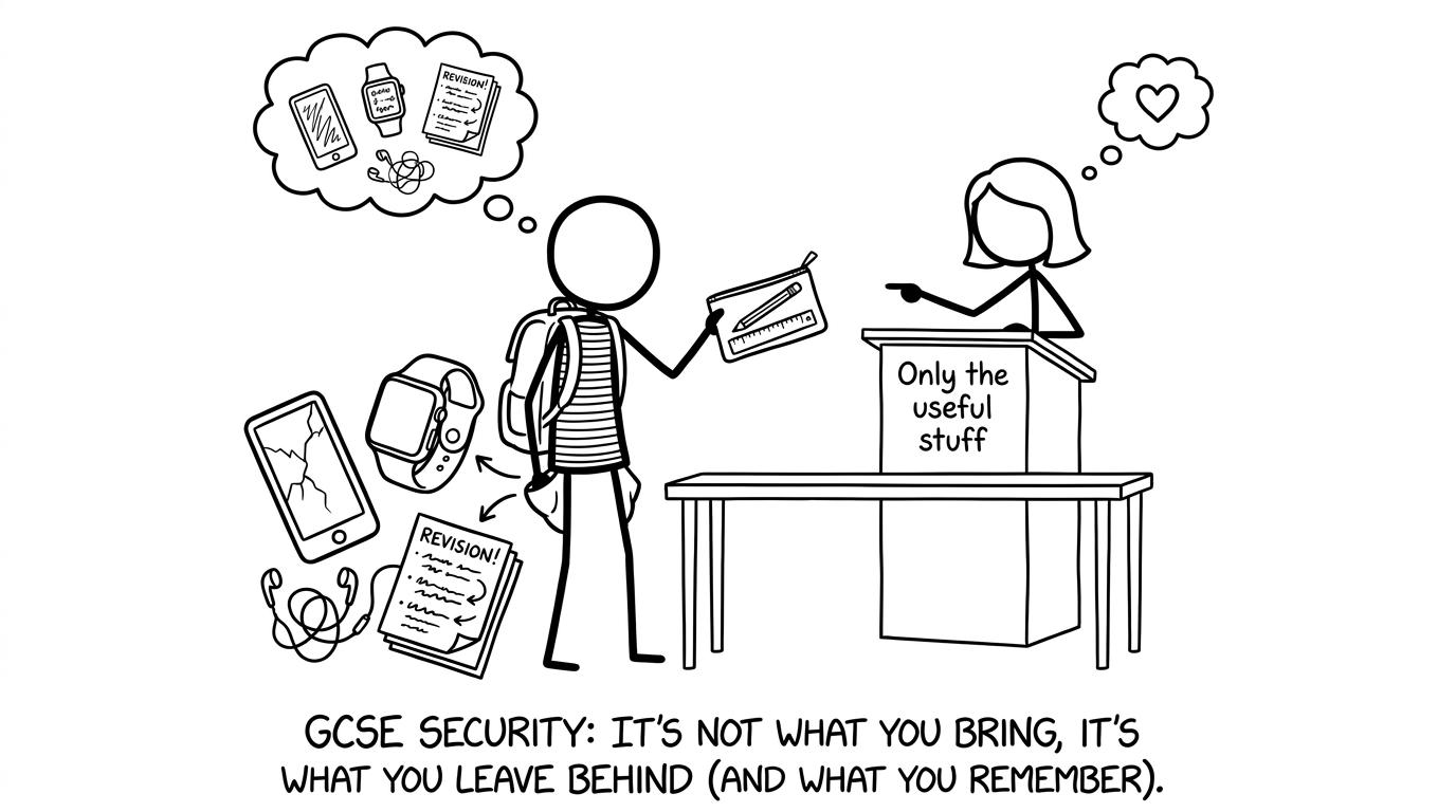 A student removing prohibited gadgets before entering the exam room
