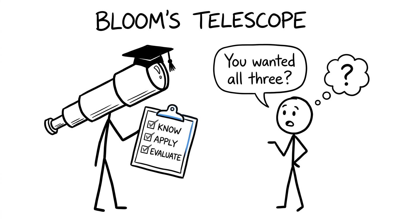 A student discovers that astronomy examiners want knowledge, application and evaluation
