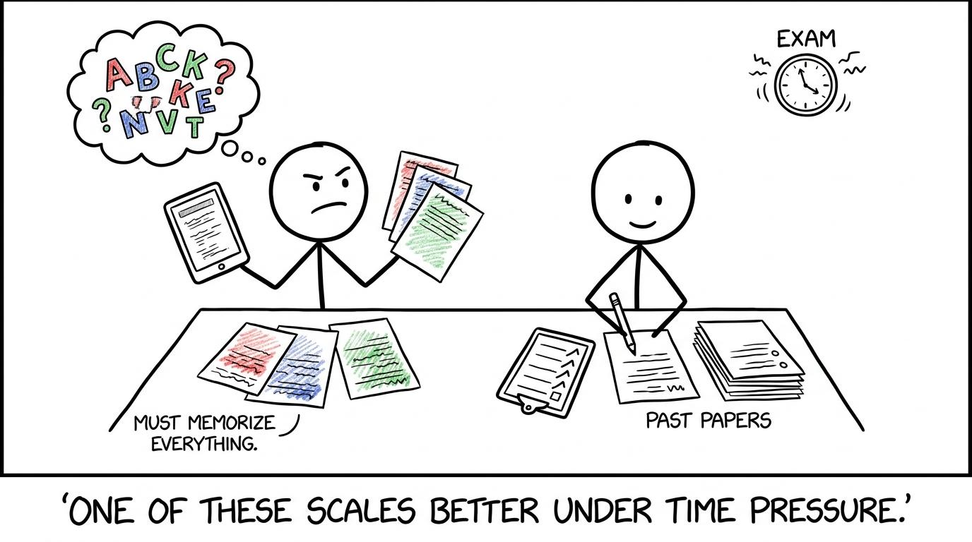 Two students revise differently under time pressure