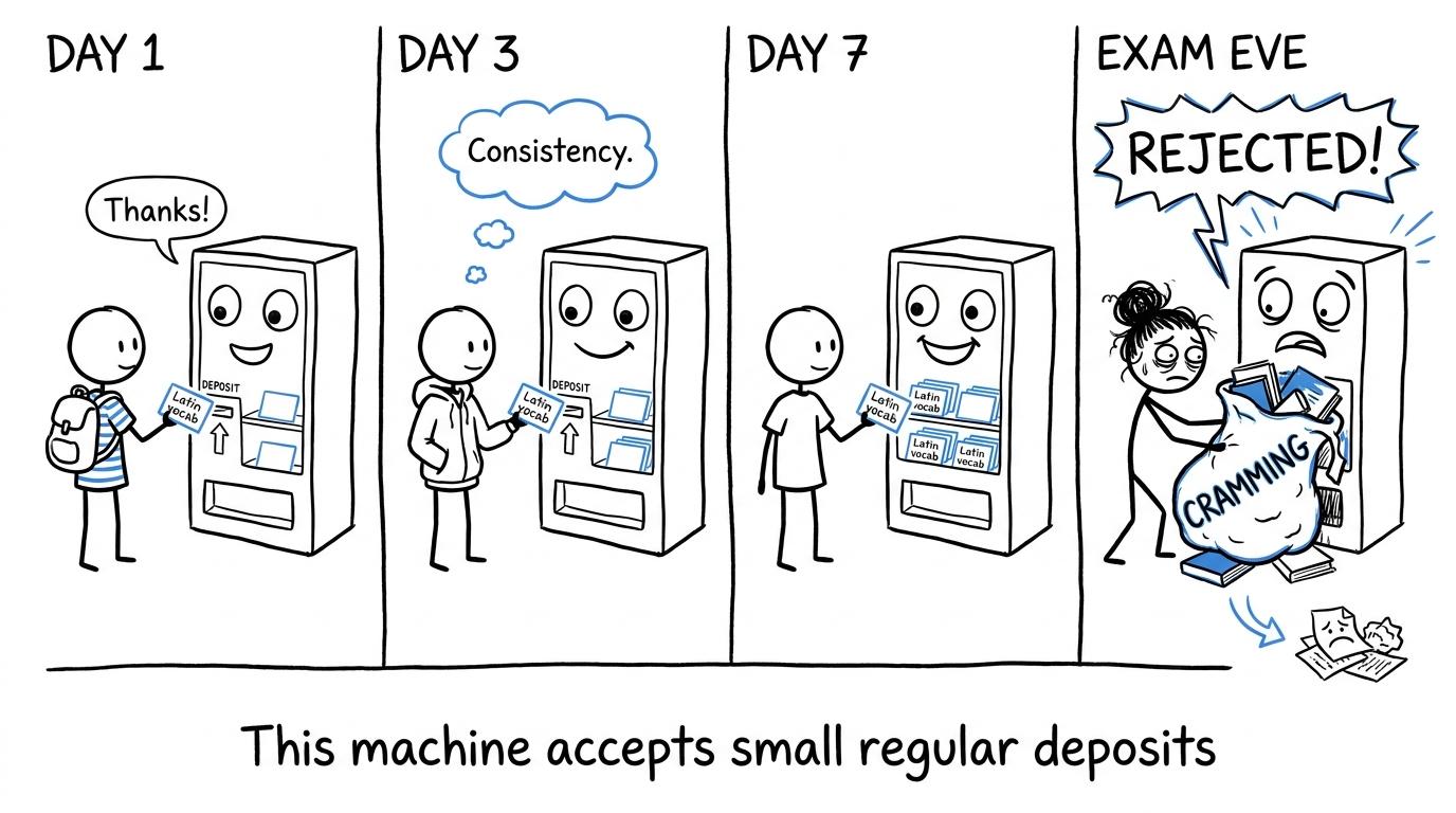 A revision machine accepting small regular Latin vocabulary deposits
