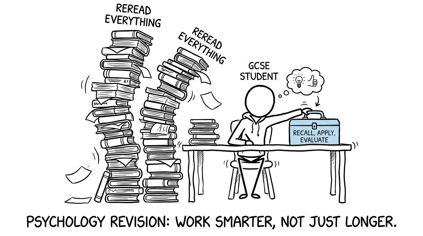 A student chooses a useful recall, apply and evaluate toolbox instead of rereading everything
