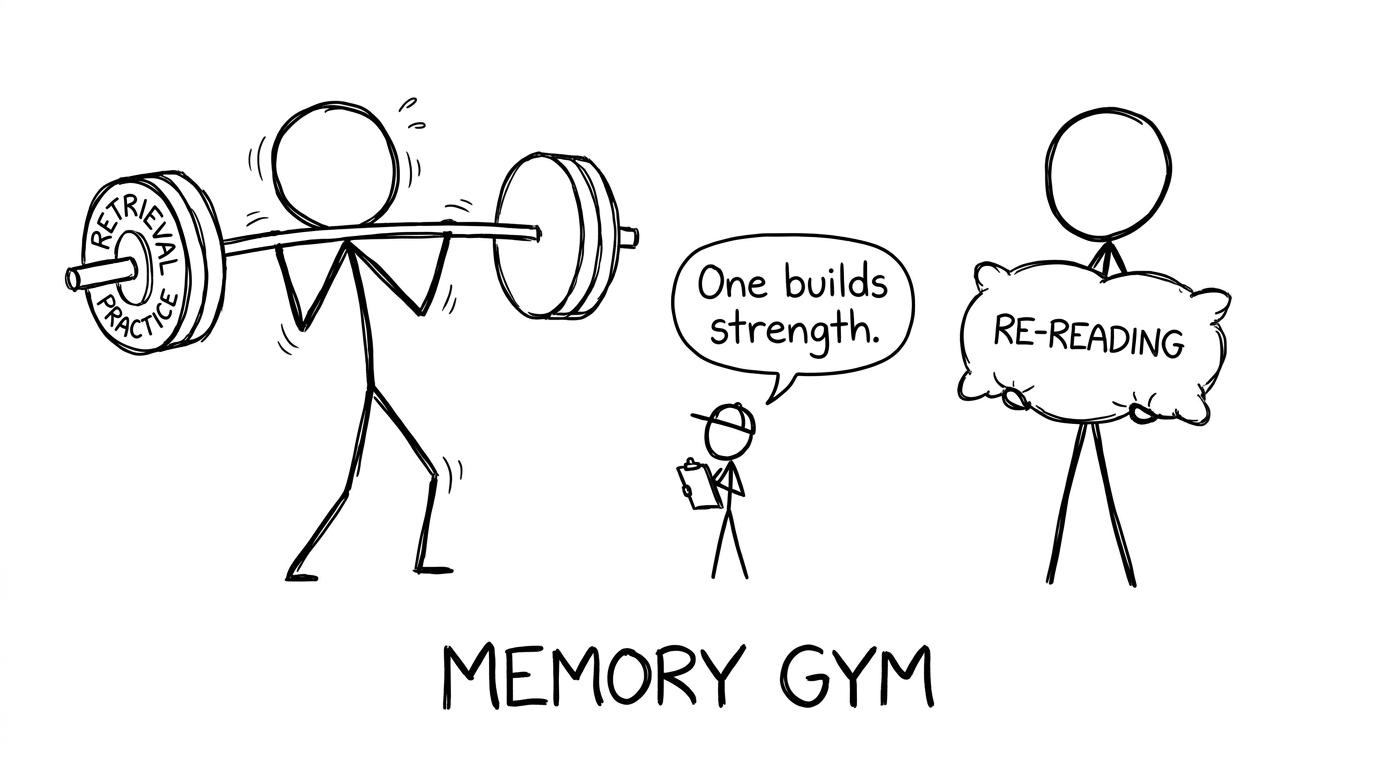 A memory gym: retrieval practice vs re-reading