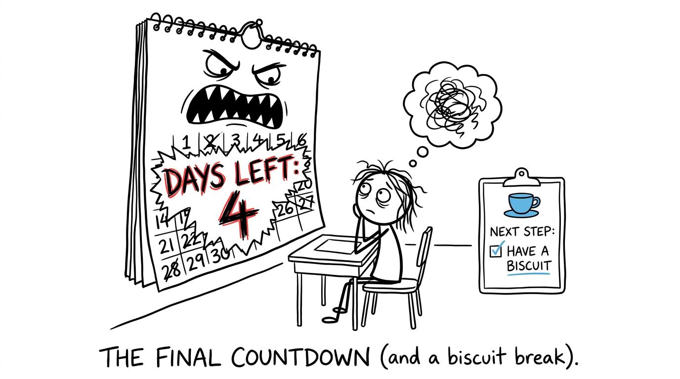 A GCSE countdown calendar becomes a monster while a sensible checklist offers a calmer next step