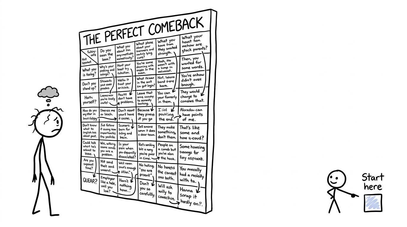 A student choosing one small revision task instead of designing an impossible comeback