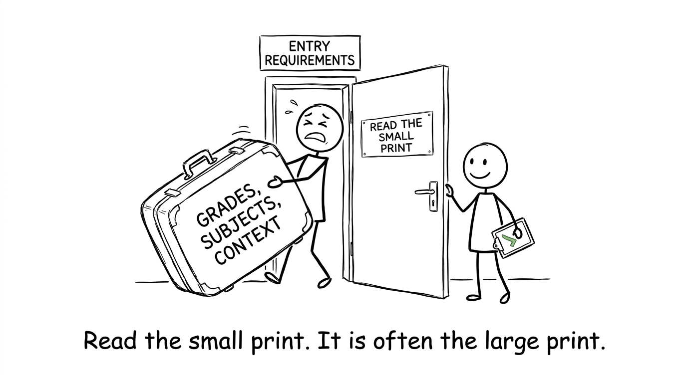 A checklist finds a sensible route through university entry requirements