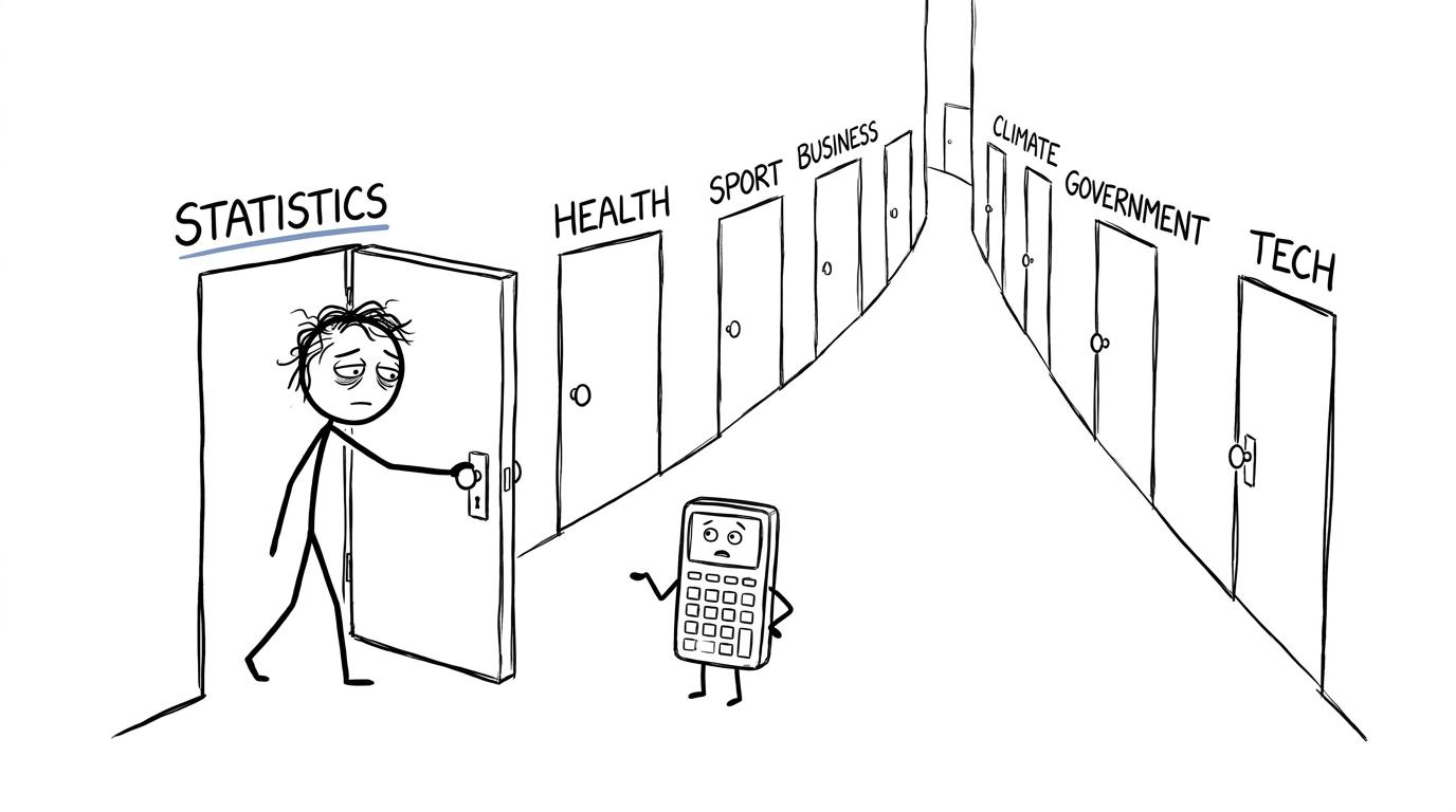 A GCSE Statistics doorway opening onto careers in health, sport, business, government and technology