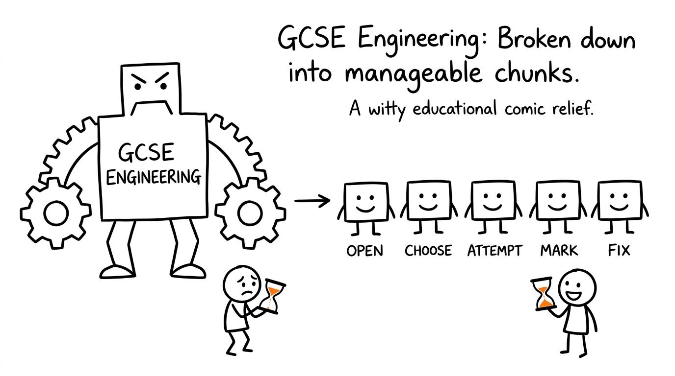 A large GCSE Engineering robot becomes five small manageable revision boxes