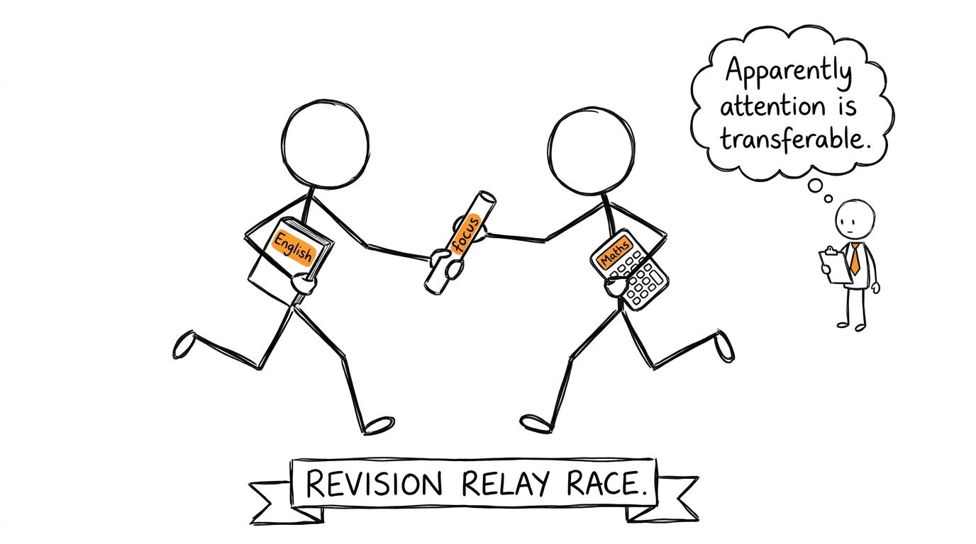 English and maths students exchange the revision baton labelled focus