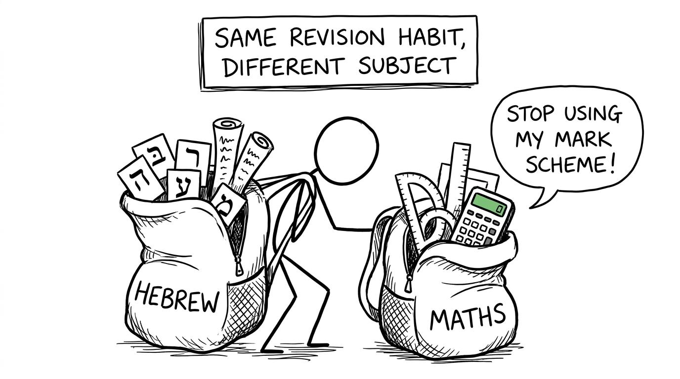 Two subject backpacks requiring the same revision habit