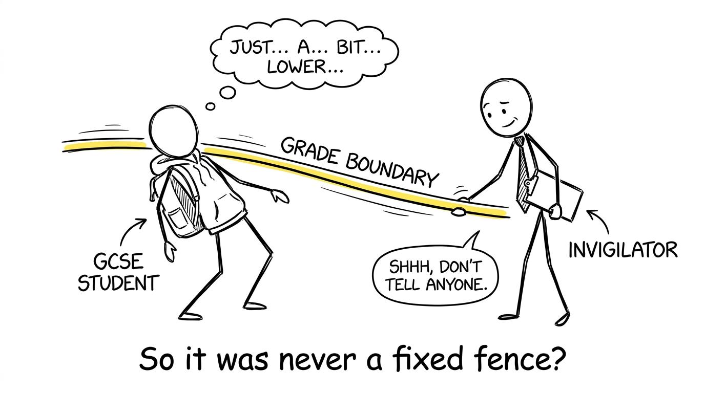 An examiner adjusts a grade boundary after seeing the paper difficulty