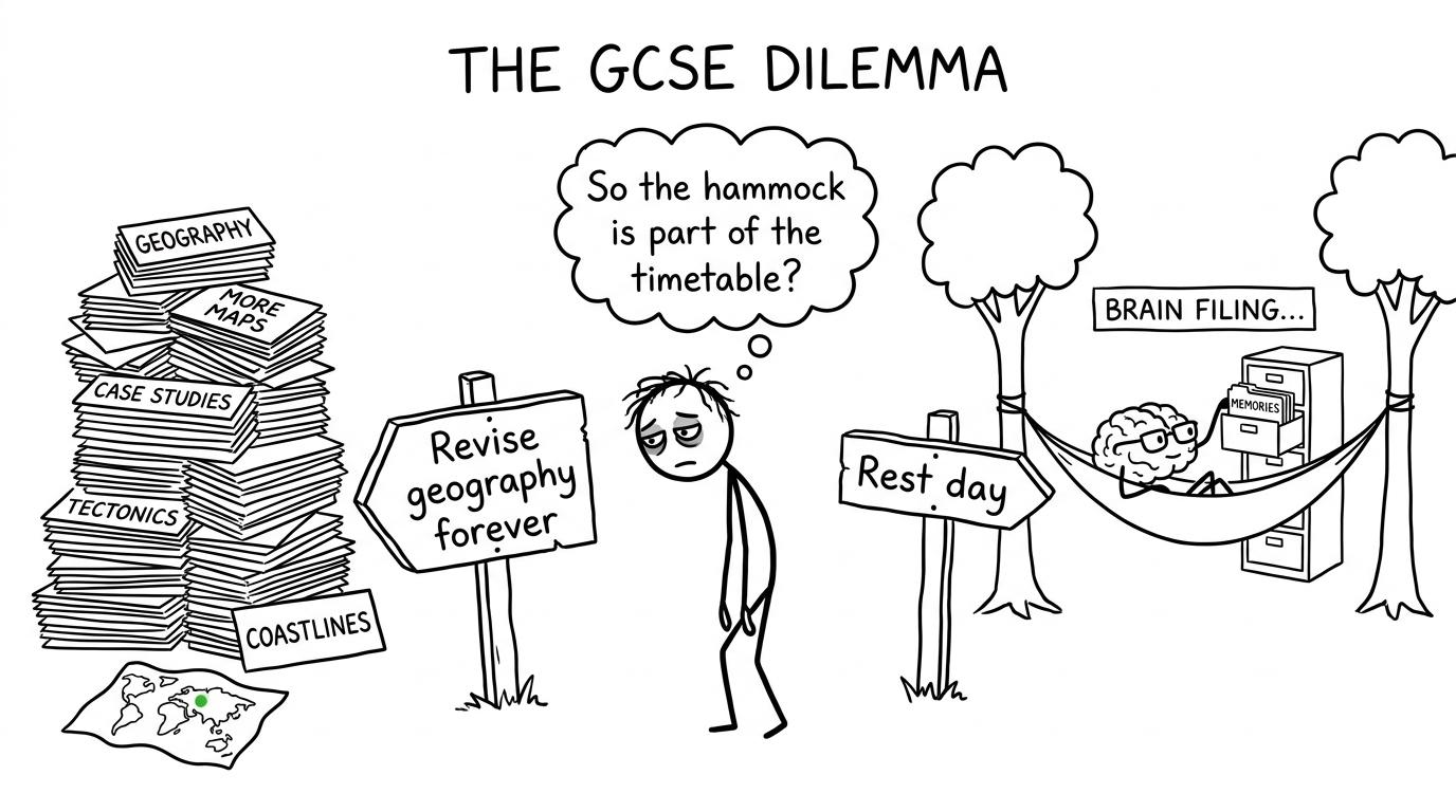 A student discovers that rest belongs in a revision timetable