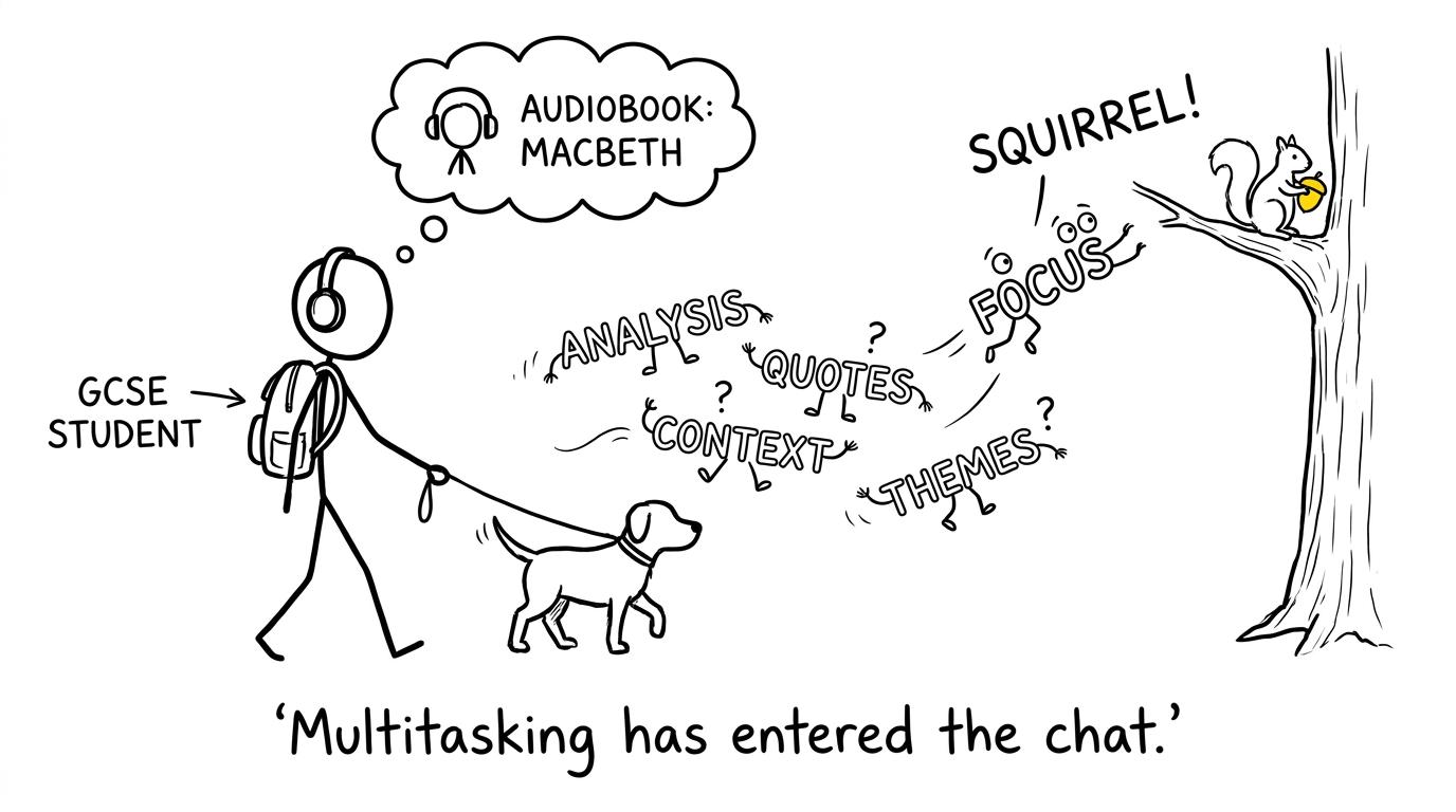 Vocabulary attempts to keep up with a multitasking listener