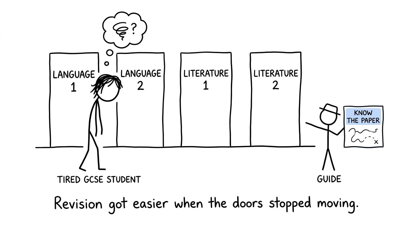 A student uses a map to navigate four GCSE English papers