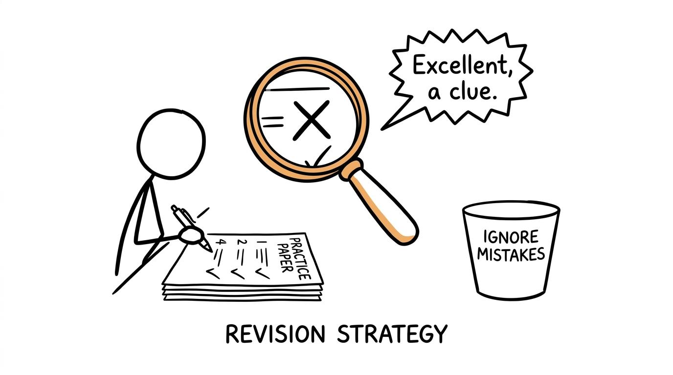 A magnifying glass treats every revision mistake as useful evidence
