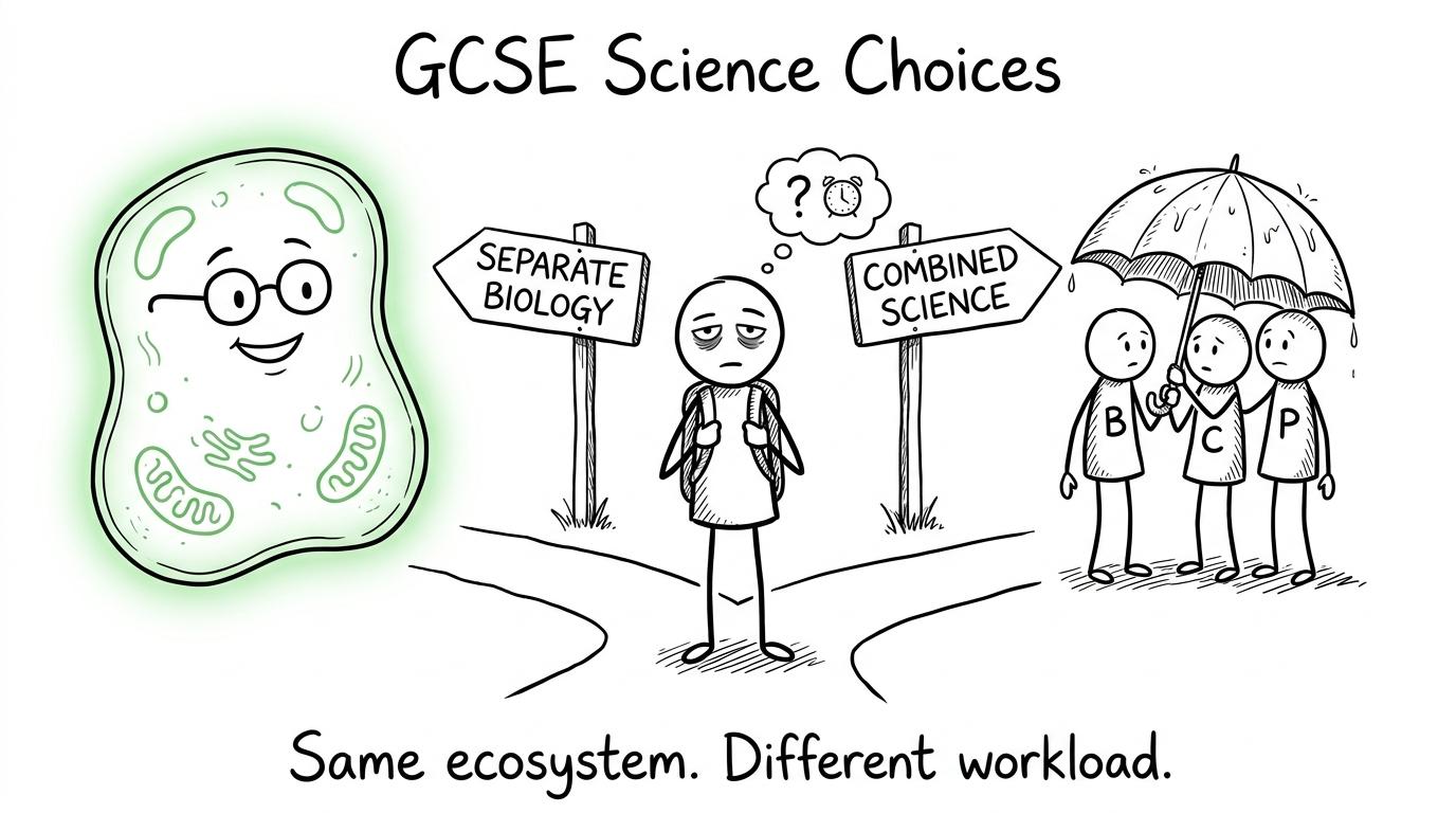 A student choosing between separate Biology and Combined Science