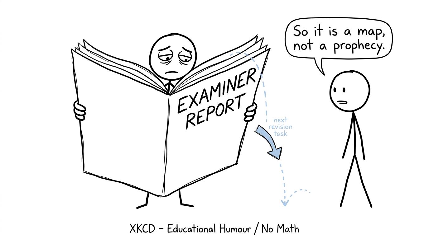 A student discovers that an examiner report is a map rather than a prophecy