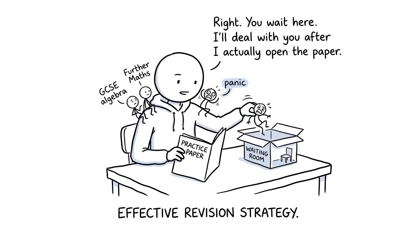 A student sends panic to the waiting room before opening a practice paper