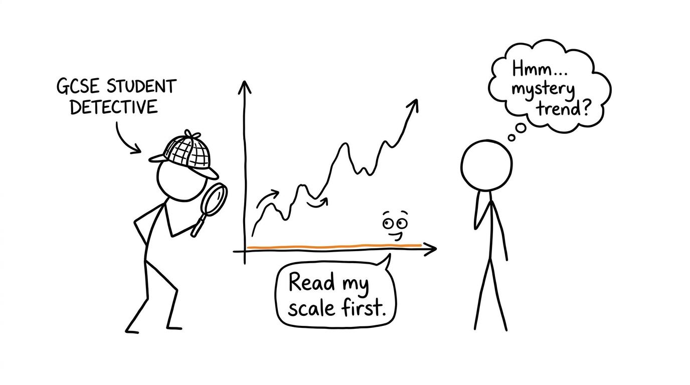 A student detective learns to inspect a graph scale before drawing conclusions