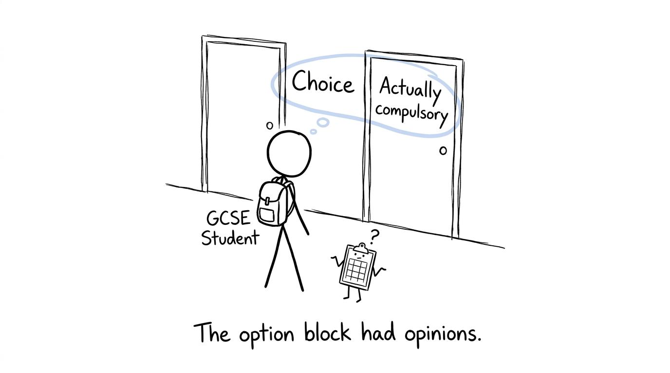 A student discovers that the option block has opinions