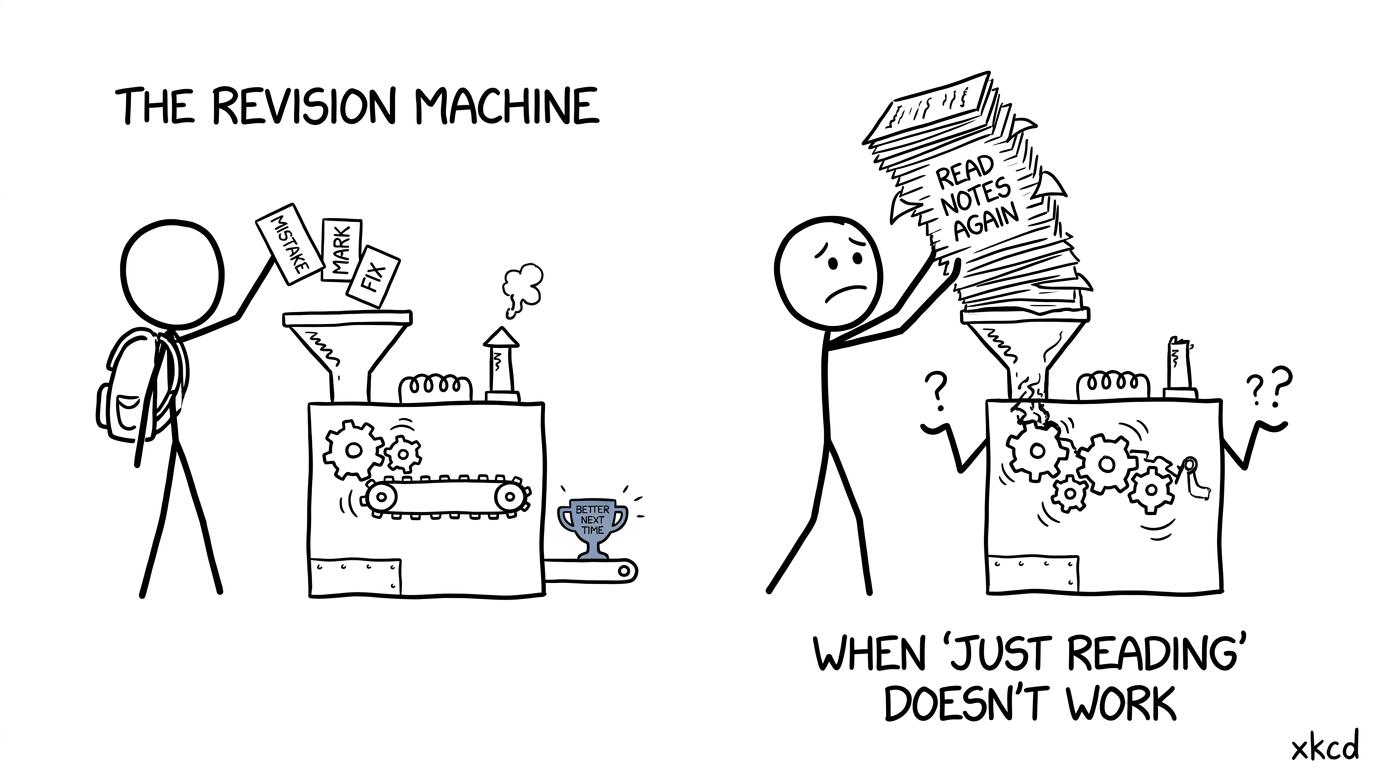 A revision machine rewards the cycle of mistakes, marking and fixing
