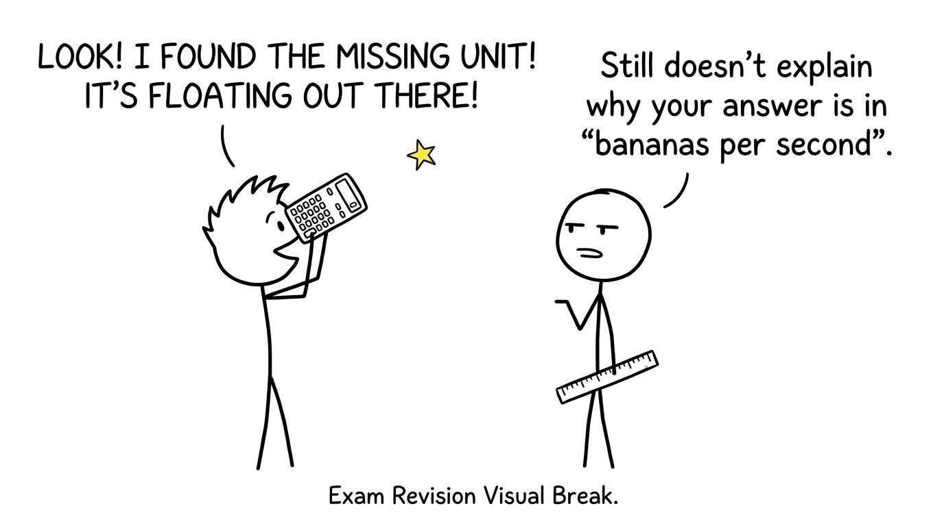A student discovers a missing unit by using a calculator as a telescope