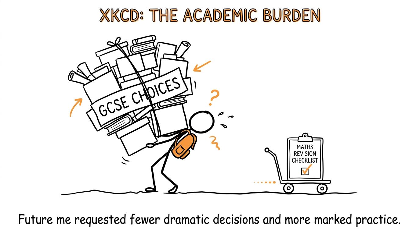 A student chooses organised revision over carrying every GCSE decision at once