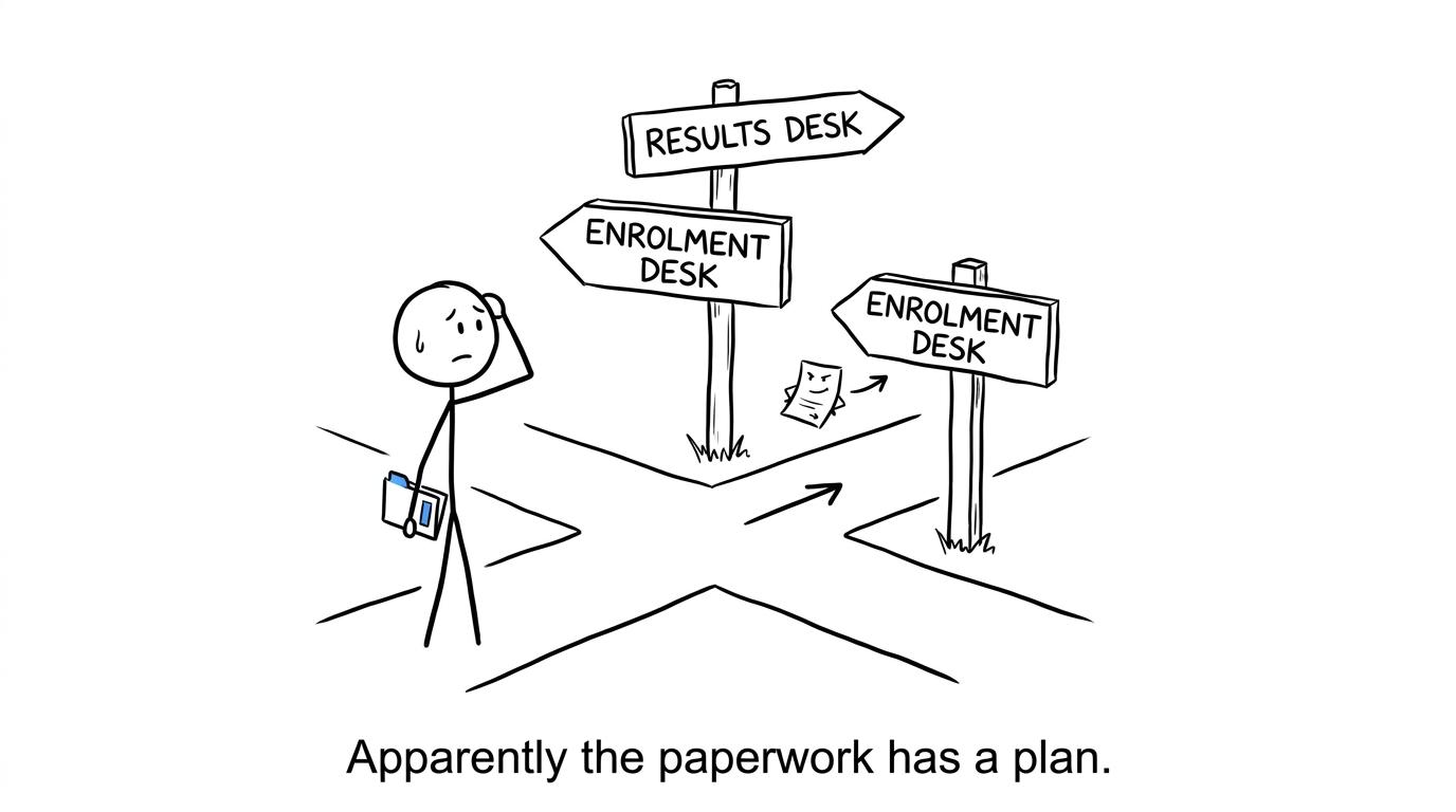 A GCSE result slip confidently directing a student towards enrolment