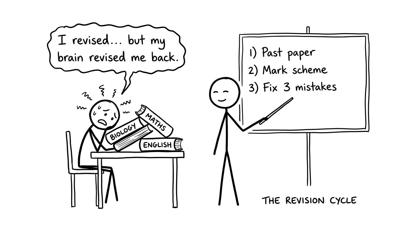 Stuck-at-a-pass revision checklist comic