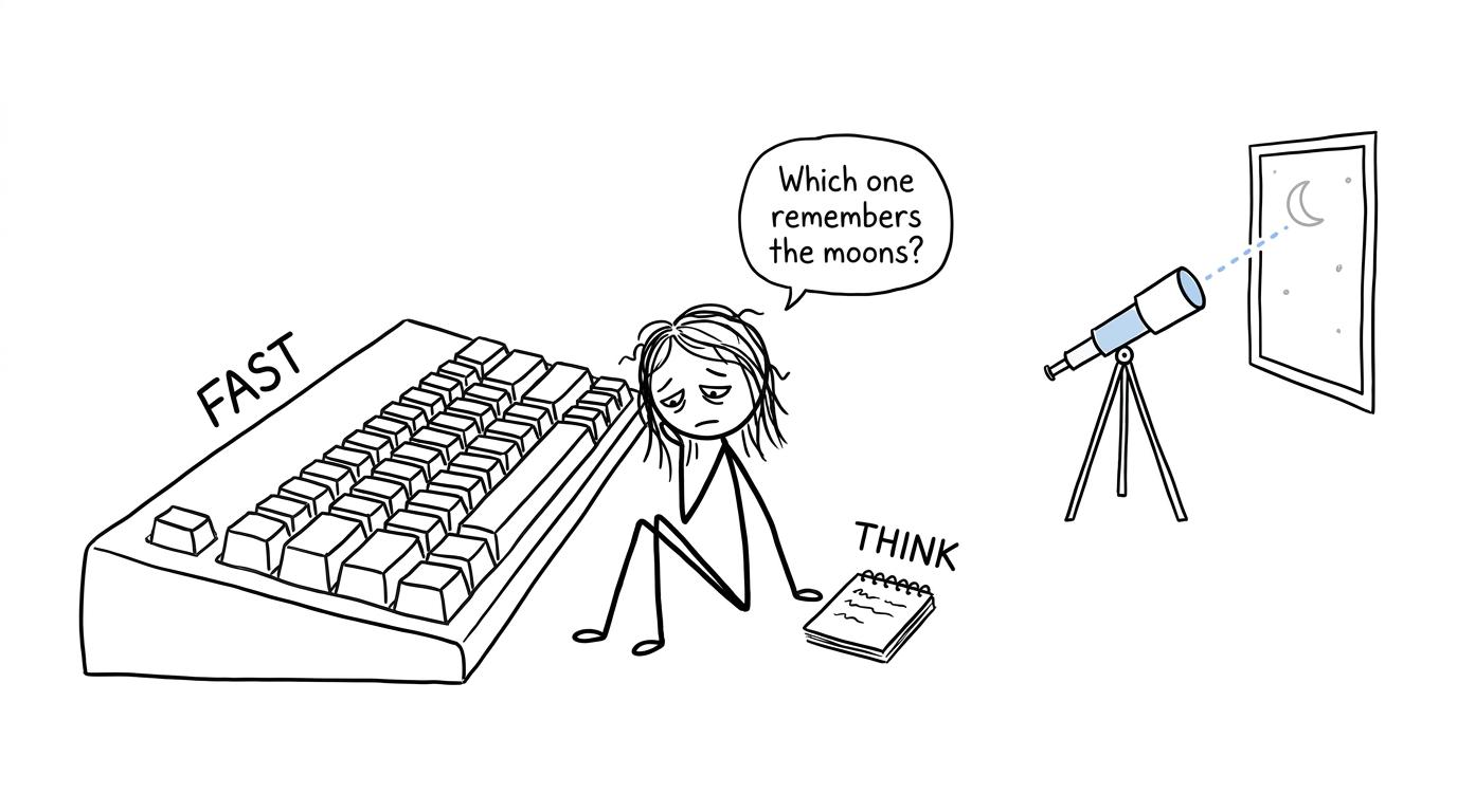 A GCSE student choosing between a fast keyboard and a thoughtful notebook