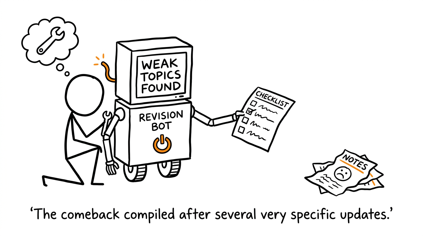 A student debugging a revision plan rather than rereading notes