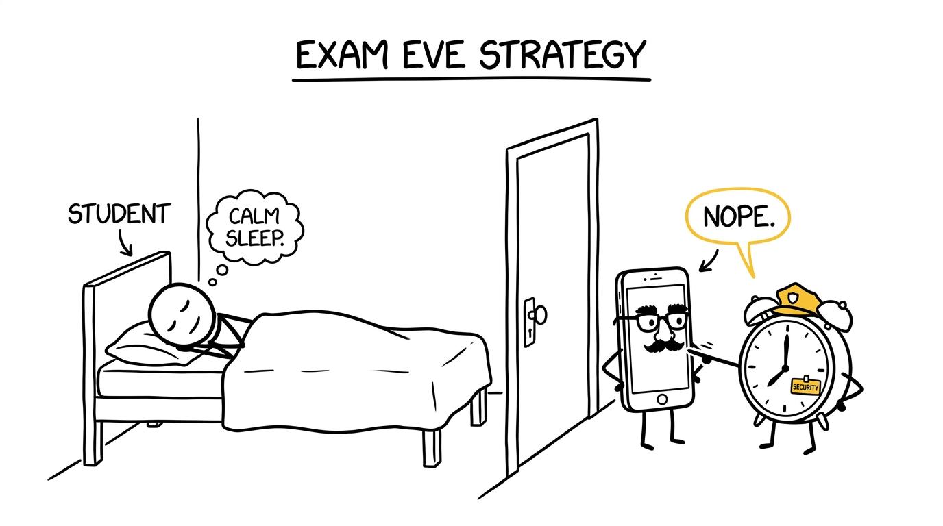 A phone attempts to sneak back into the bedroom before an exam