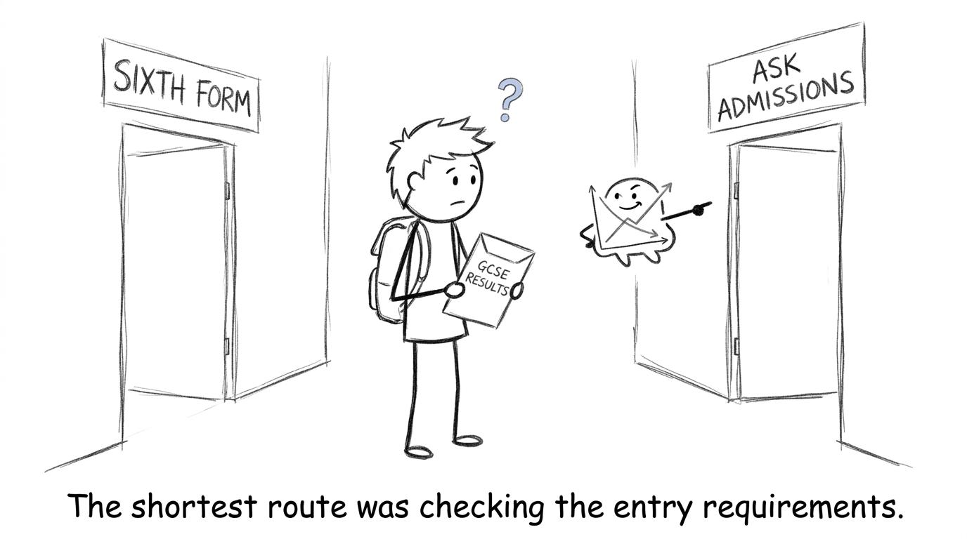 A student discovers that checking admissions is the shortest route to sixth form
