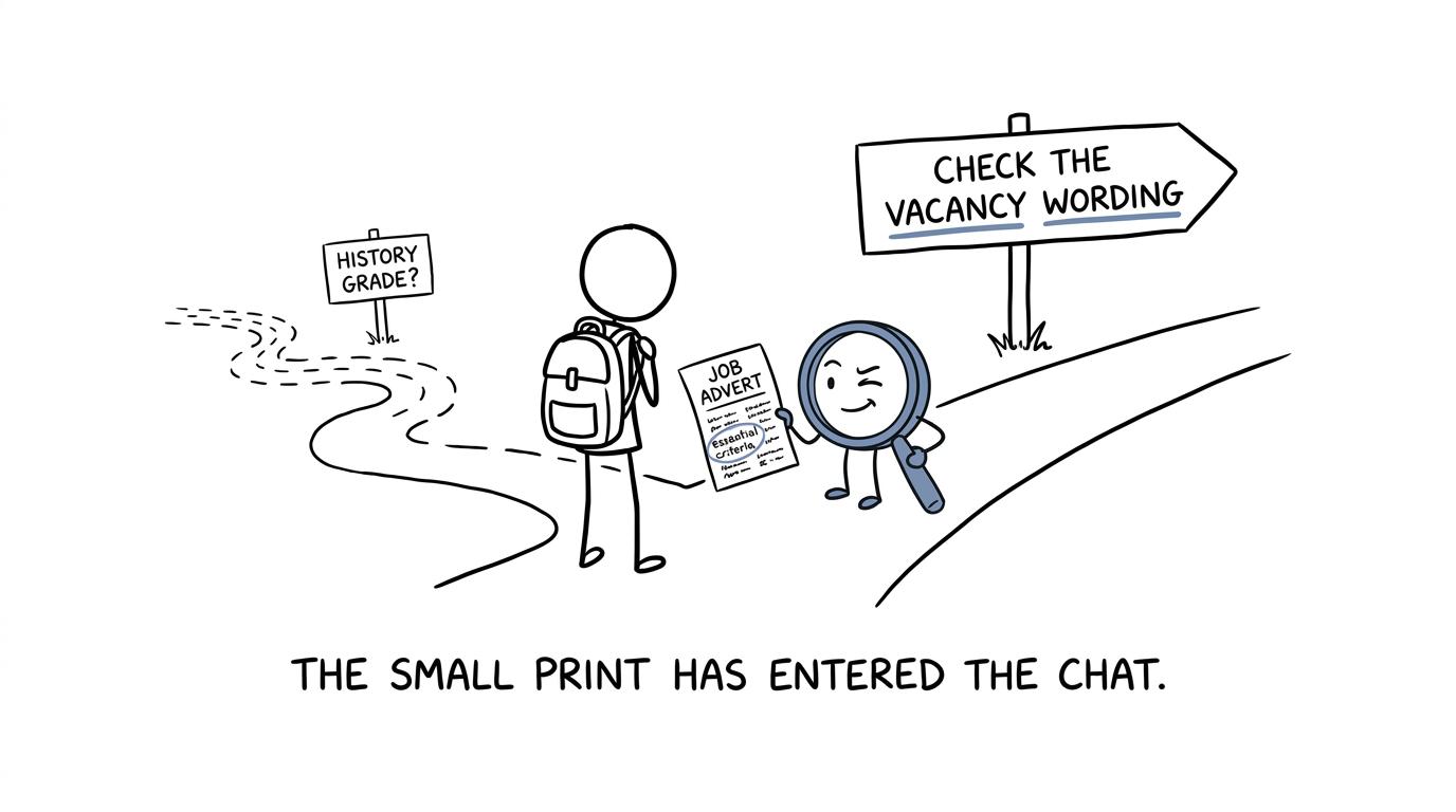 A student discovers that the small print matters more than assumptions about History grades