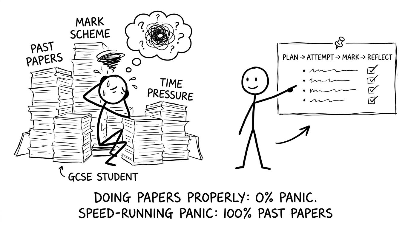 A stick-figure checklist for doing past papers properly
