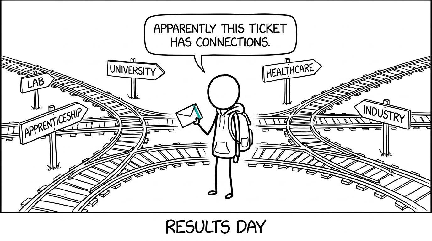 A student discovering that one results-day ticket has many career connections