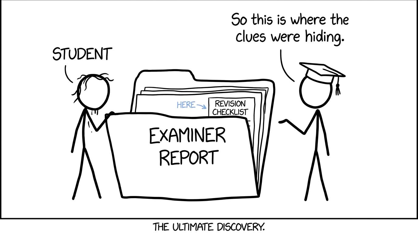 A student discovers that an examiner report contains useful revision clues