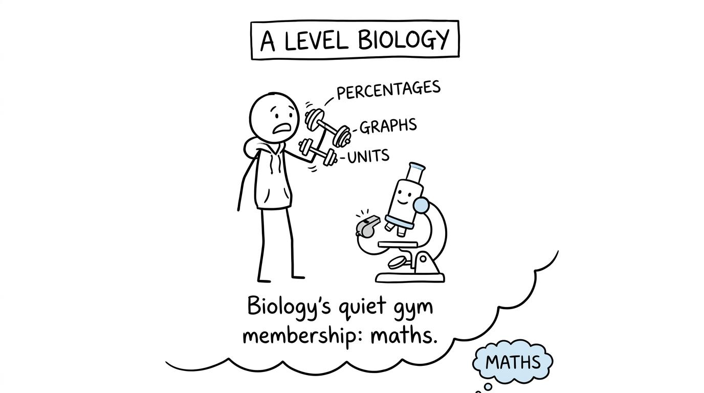 A student training their maths skills for A Level Biology