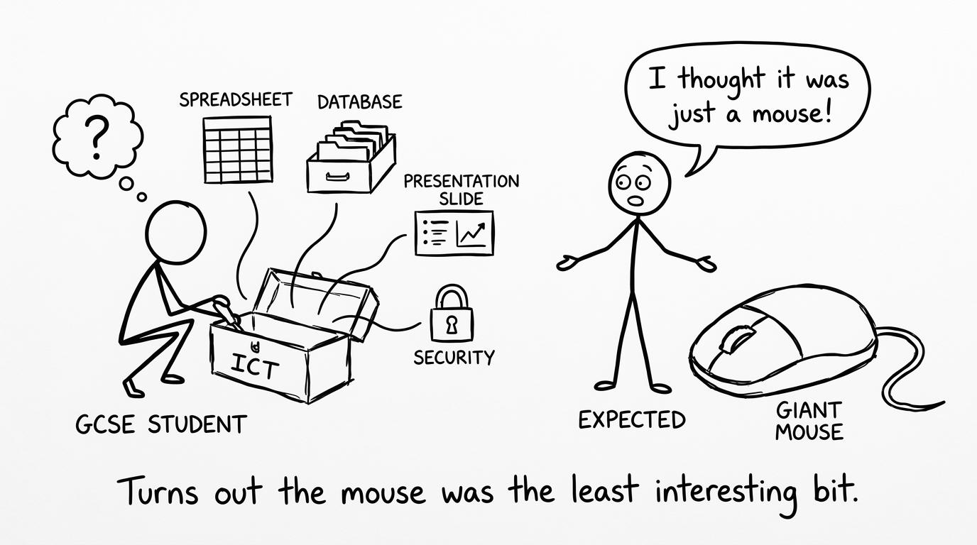 A student discovers that an ICT toolbox contains more than a computer mouse