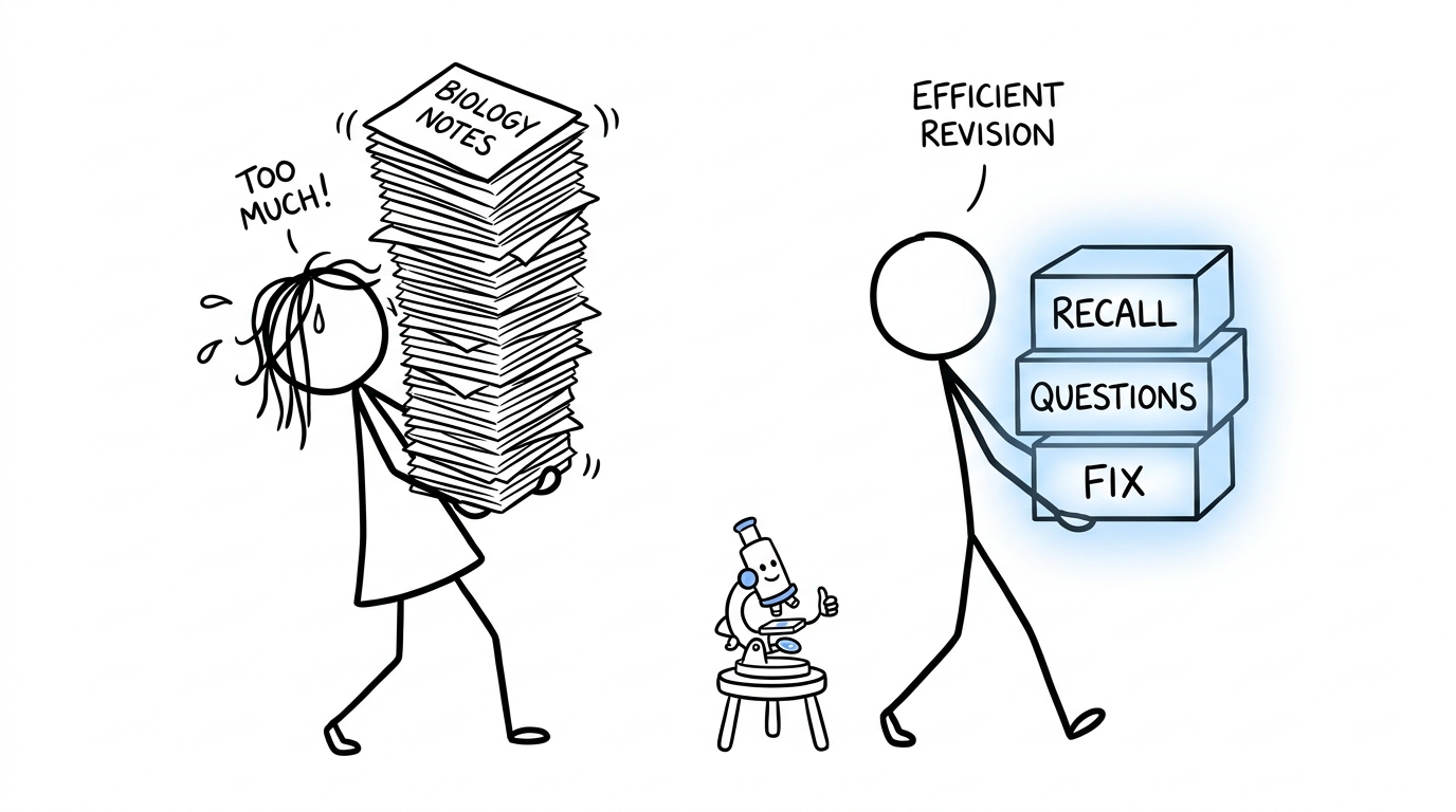 Two students compare a tower of notes with a lighter recall-question-fix routine