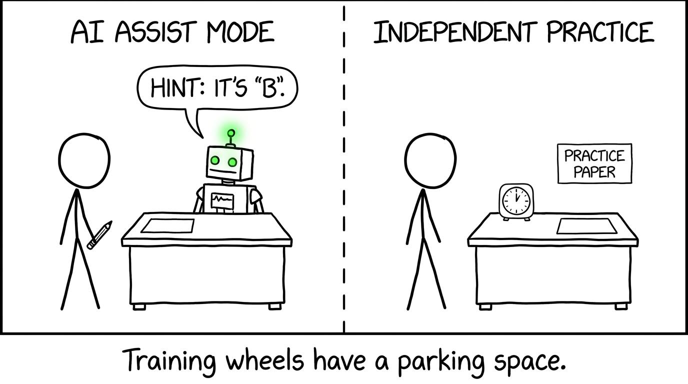A student moves from AI hints to independent timed practice