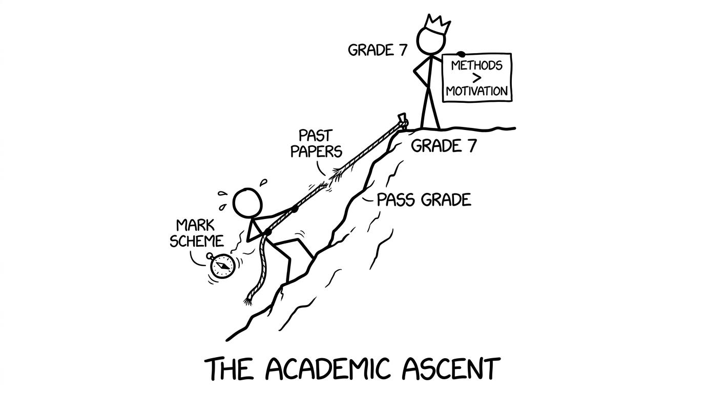 Climbing from pass grade using past papers and mark schemes