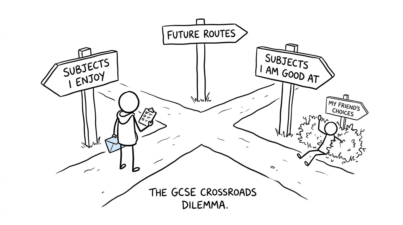 A student choosing between interests, strengths and future routes