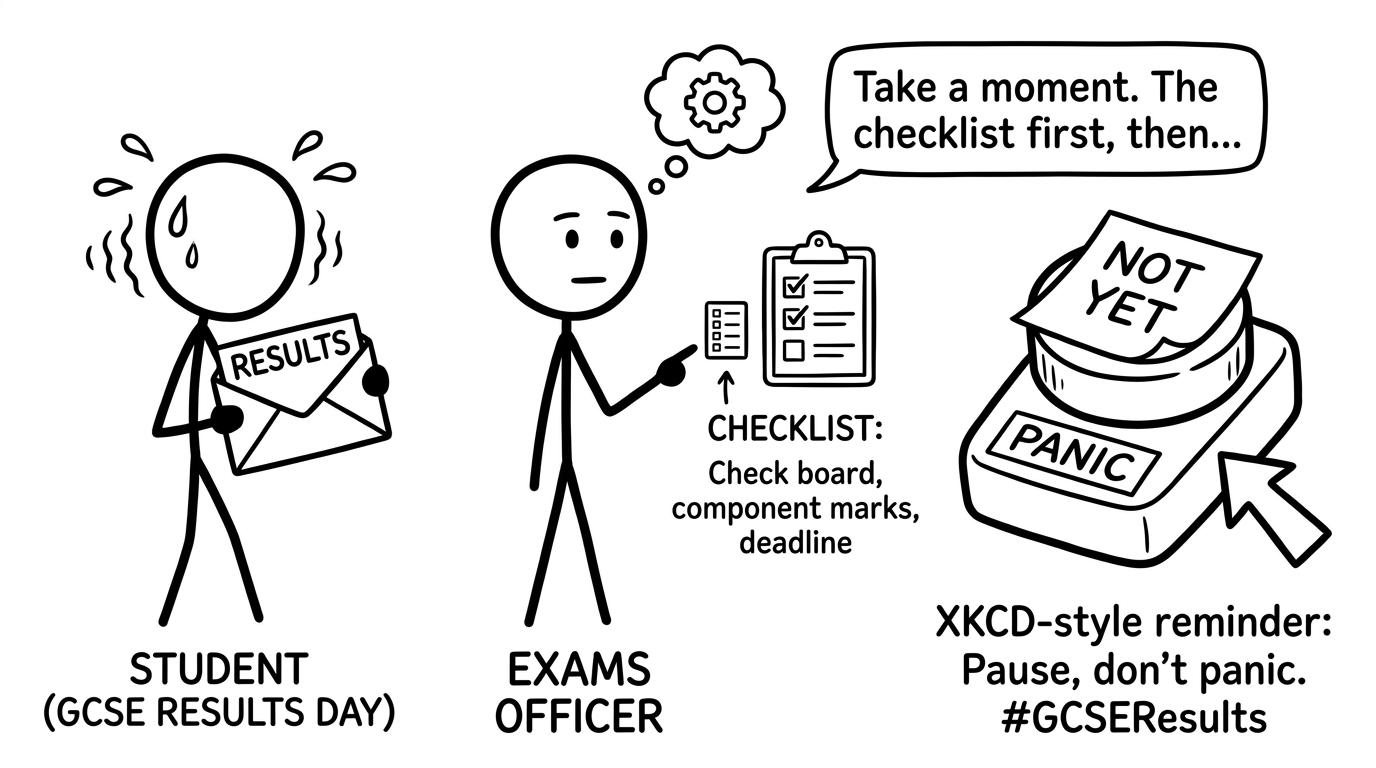 A student pauses before pressing the results-day panic button